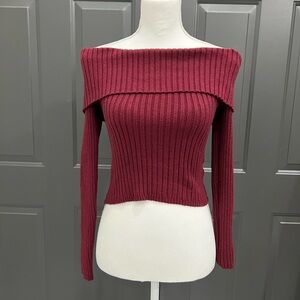Madden Girl Off-Shoulder Sweater - Deep Red